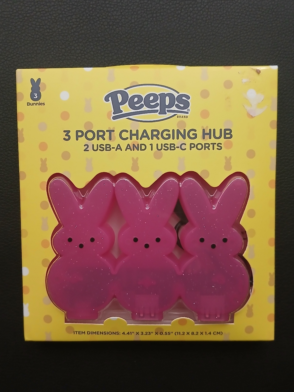 New In Box Peeps 3 Port Charging Hub Pink
